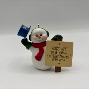 Vintage Hallmark Keepsake Ornament Dated 1999 Millennium Snowman Handcrafted